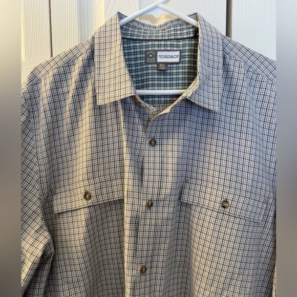 Men's Toad and Co. Plaid Long Sleeved Button Up Shirt, Blue Grey, Size XL - Picture 2 of 13
